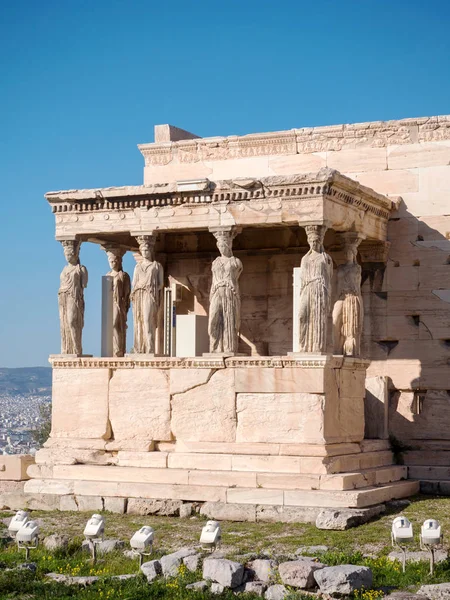 The Erechtheum with Caryatids in Acropolis Stock Image