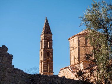 Laconia Peloponnese, Yunanistan Mani bölgedeki Bizans mimarisi ile eski kilise