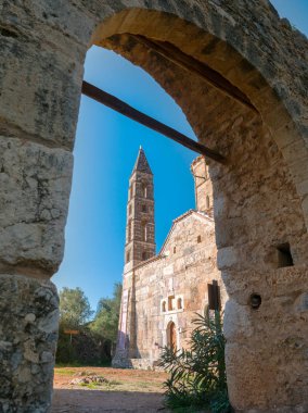 Laconia Peloponnese, Yunanistan Mani bölgedeki Bizans mimarisi ile eski kilise