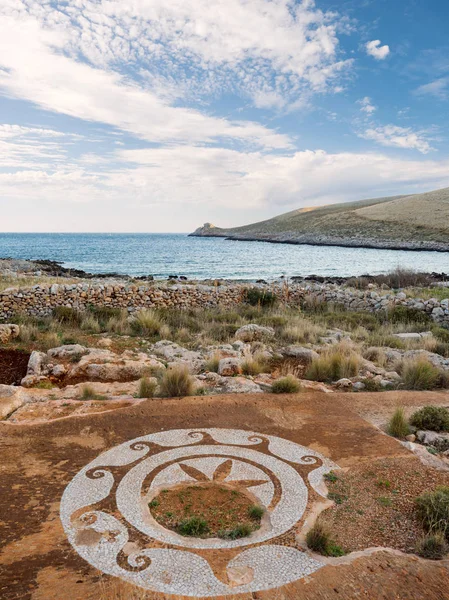Mozaik Cape Matapas Veya Tainaron Mani Laconia Peloponnese Yunanistan Ile — Stok fotoğraf