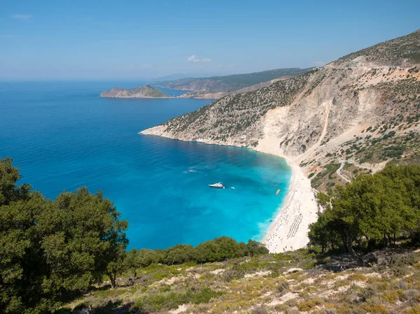 Myrtos Plage Vue Panoramique Haut Sur Île Céphalonie Grèce Images De Stock Libres De Droits