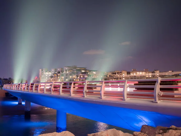 Puente Por Noche Con Luces Colores Dubai —  Fotos de Stock