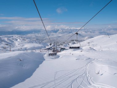 Ski lift on Parnassos ski resort clipart