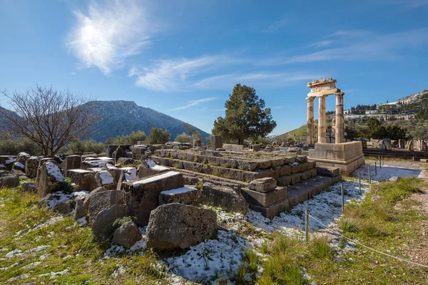 Ruinas Del Templo Athena Pronaia Sitio Arqueológico Delphi Grecia — Foto de Stock