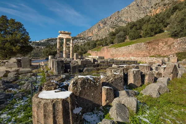 Ruinas Del Templo Athena Pronaia Sitio Arqueológico Delphi Grecia — Foto de Stock