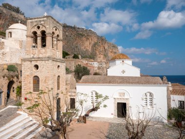 Yunanistan 'ın Lakonya kentindeki Monemvasia ortaçağ kasabası