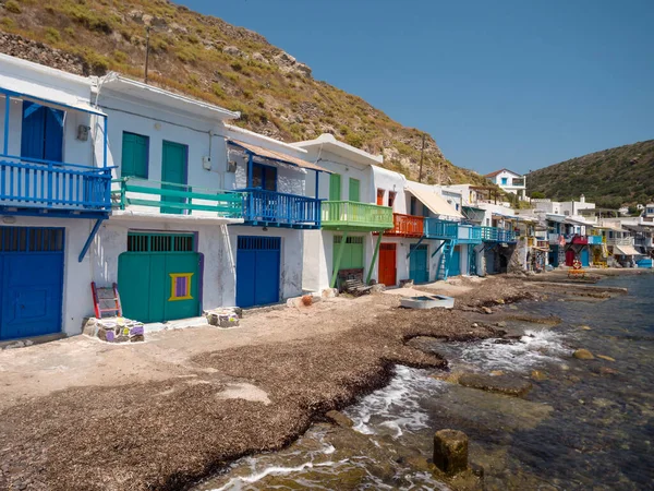 Традиционная Рыбацкая Деревня Клима Острове Милош Греция — стоковое фото