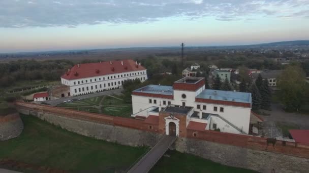 Old Castle in Dubno, Ukraine, aerial, top view — Stock Video