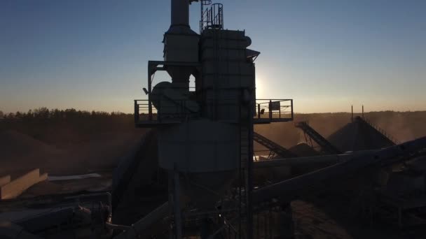 Carrière de granit coucher de soleil, aérien — Video