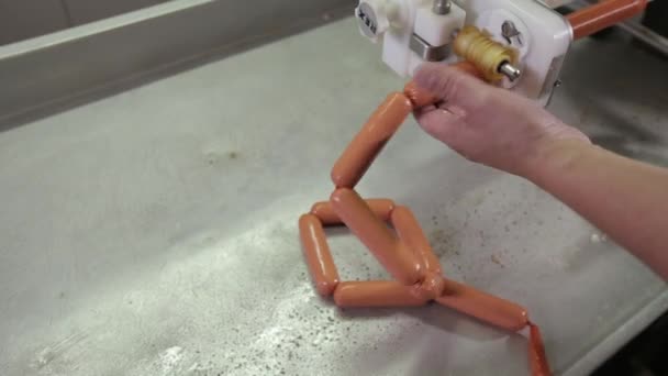生产的香肠手 — 图库视频影像