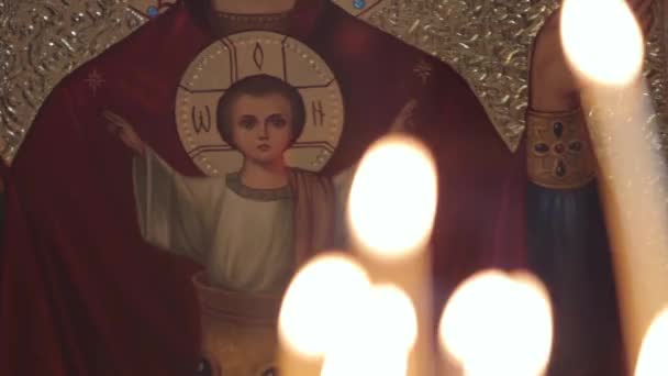 The icon of the mother of God — Stock Video