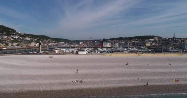 Panorama över Normandie stranden, Frankrike — Stockvideo