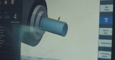 Düğmeleri, düğmeleri ve LCD 'si olan CNC makine araç çubuğunu kapat. Monitördeki çalışmanın ayrıntıları