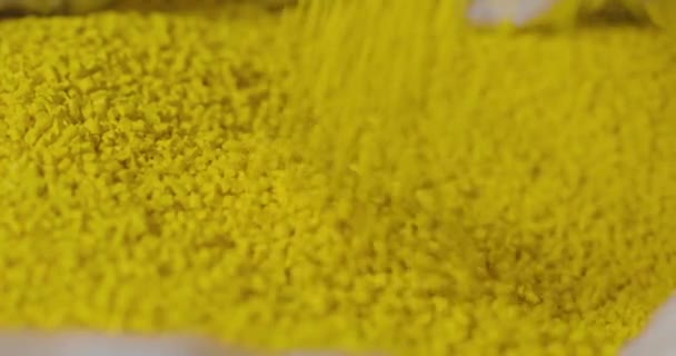 Good additives of yellow to plastic. plastic toys — Stock Video