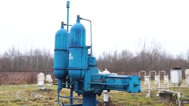 ガス輸送システムガス貯蔵ポンプ2019年冬パノラマ — ストック動画