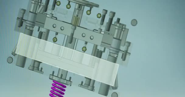 Representación 3D que representa un desarrollo de moldes de inyección de plástico con la ayuda del software 3d y la computadora, plan intermedio — Vídeo de stock