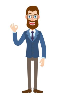 İyi bir işaret gösterilen hipster işadamı