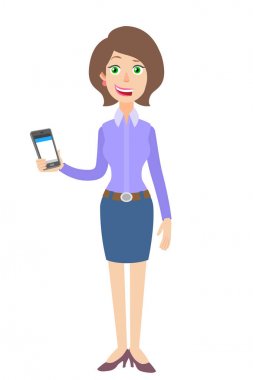 Cep telefonu elinde tutan işkadını