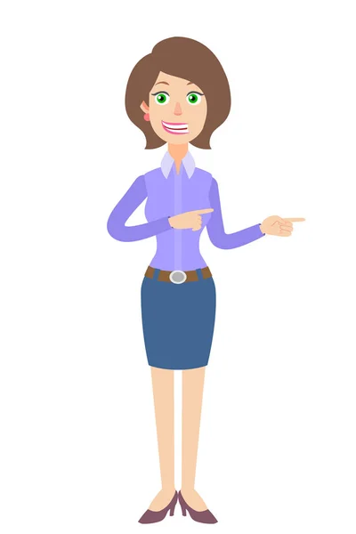 Mujer de negocios mostrando algo al lado de ella — Vector de stock