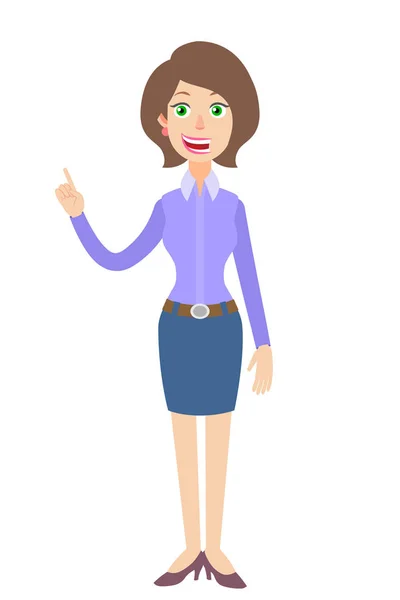 Mujer de negocios apuntando hacia arriba — Vector de stock