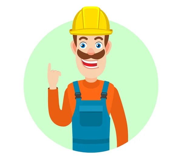 Builder pointing up — Stock Vector