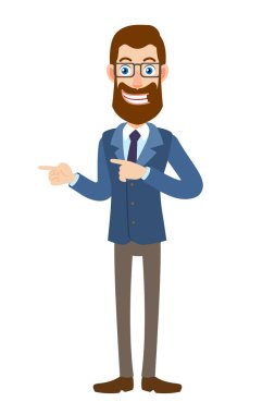 Ona bir şey yanında işaret eden işadamı