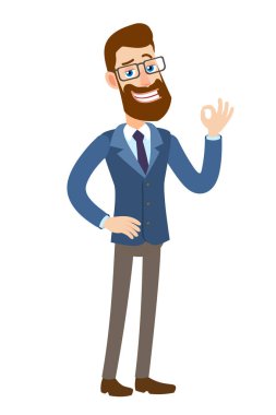 İyi bir işaret gösterilen hipster işadamı