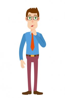 Parmağıyla dudaklarına ayakta işadamı