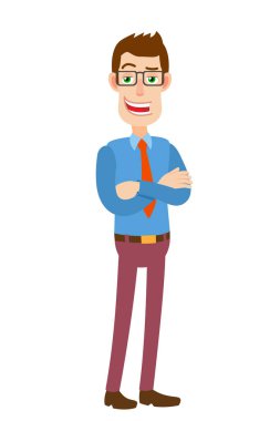 Businessman with arms crossed on his chest vector Businessman with arms crossed on his chest vector