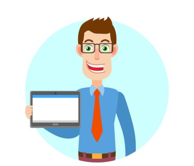 Businessman holding tablet PC