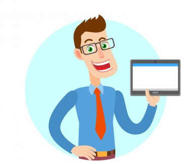 Businessman holding tablet PC