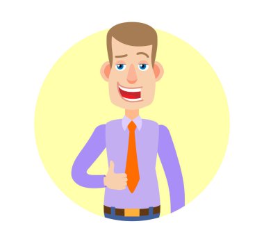 İşadamı baş parmağını gösteriyor