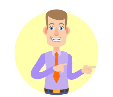 Ona bir şey yanında işaret eden işadamı