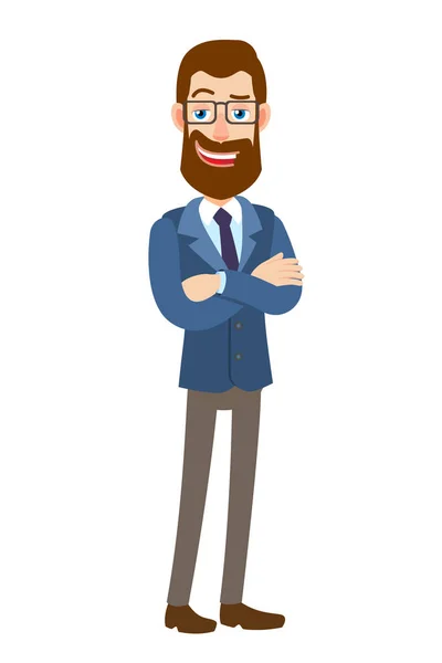 Hipster işadamı kollarını göğsünde geçti