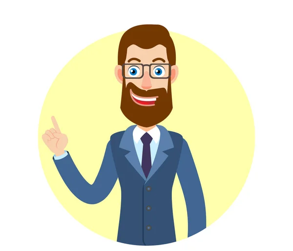 Hipster Businessman pointing up — Stock Vector