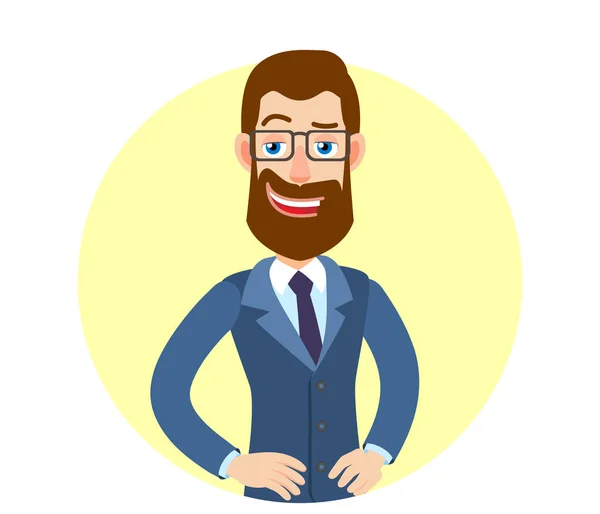 Hipster Homme d'affaires avec les mains sur les hanches — Image vectorielle