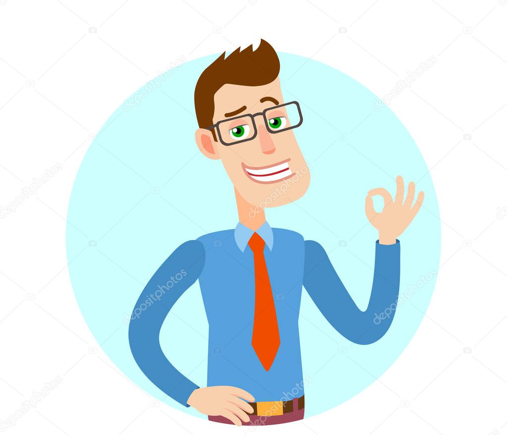 Businessman showing a okay hand sign