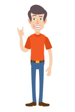 Rock and Roll işaret gösteren adam