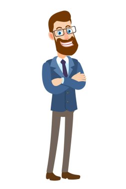 Hipster işadamı kollarını göğsünde geçti