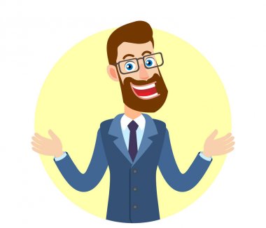 Hipster işadamı birisi ağırlıyor