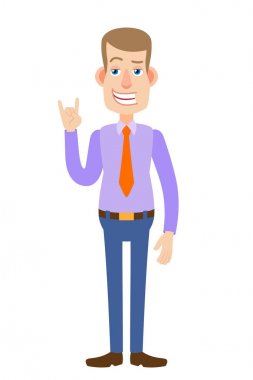 Rock and Roll işaret gösteren işadamı