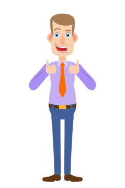 İşadamı baş parmağını gösteriyor