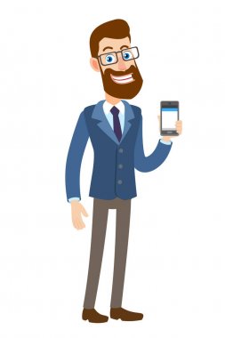 Hipster işadamı holding cep telefonu