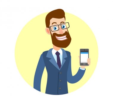 Hipster işadamı holding cep telefonu