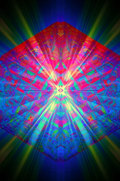 Raios Multicoloridos Luz Brilham Através Das Facetas Cristal — Fotografia de Stock