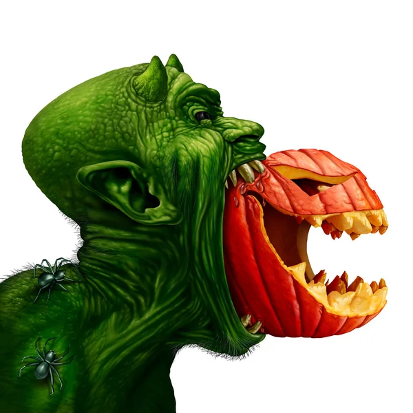 Monstro comendo Jack O Lanterna — Fotografia de Stock