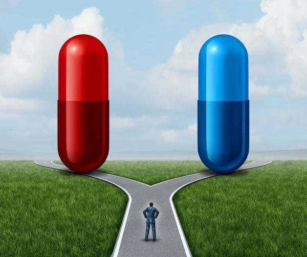 Rode en blauwe pil keuze — Stockfoto