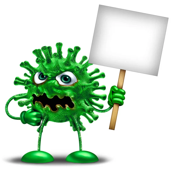 Disease Character With Blank Sign — Stock Photo, Image