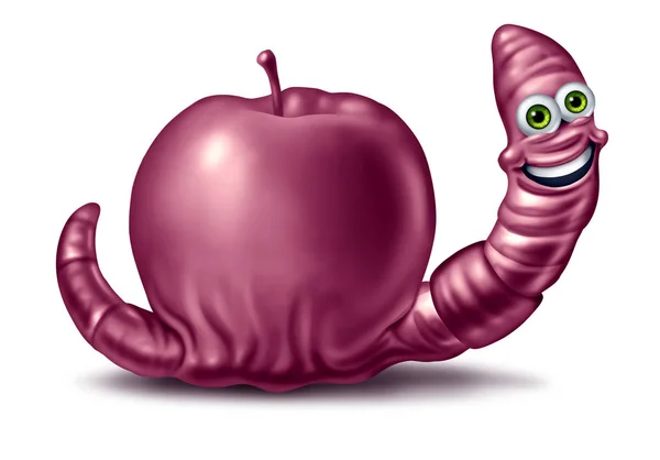 Legrační Worm a Apple — Stock fotografie