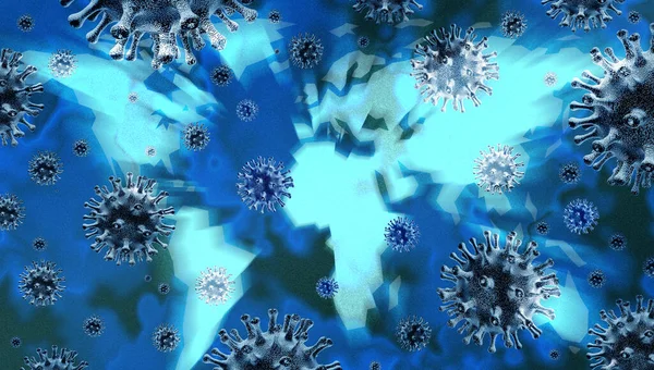 세계적 코로나 바이러스 코로나 바이러스 인플루엔자의 배경은 유형으로 세계적으로 유행하고 — 스톡 사진
